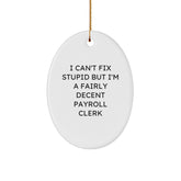 Funny Payroll Clerk Oval Ornament Gifts from Men for Payroll Clerk, I'm A Fairly Decent Payroll Clerk, Christmas Unique Gifts - Image 1